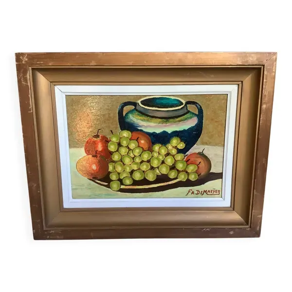 Tableau nature morte huile sur panneau signée