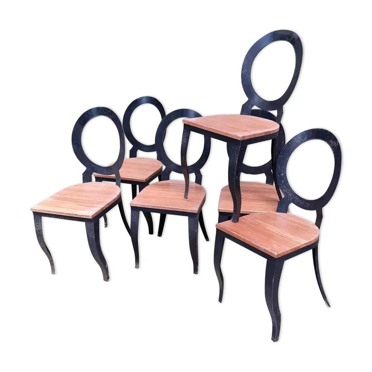 Set de 6 chaises années 80 de style Louis XVI