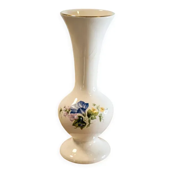 Vase fin en porcelaine avec motifs floraux (Atelier Sadler - 1950's)