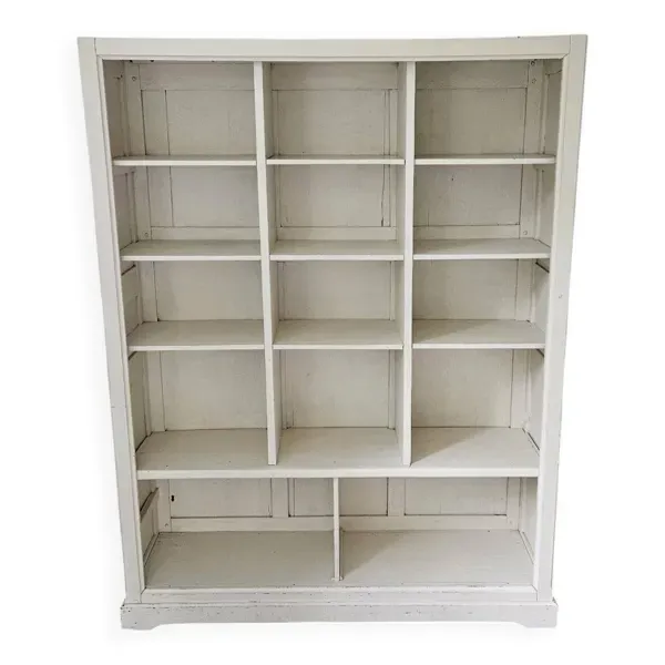 Meuble de métier à casiers, bibliothèque en bois massif