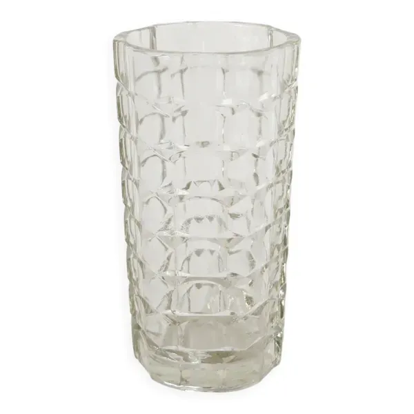 Grand vase en verre pressé moulé, fabriqué en Italie, 1970