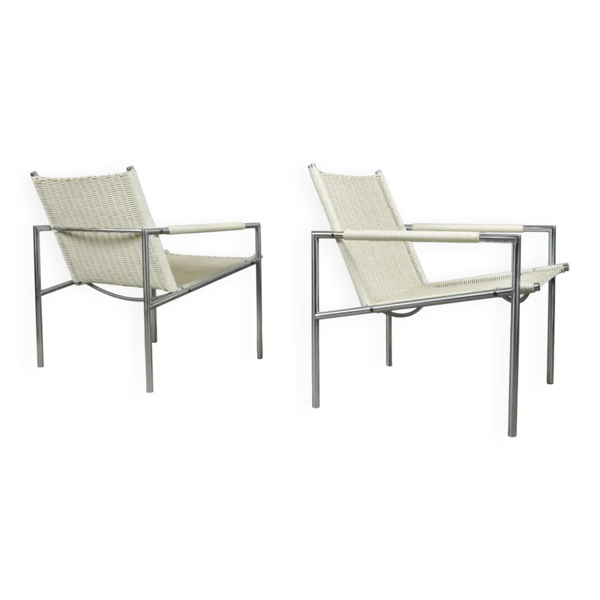 SPECTRUM / Fauteuils vintage en rotin sz01 / Martin Visser / Pays-Bas années 1980