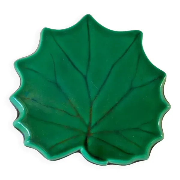 Dessous de plat feuille en barbotine années 60
