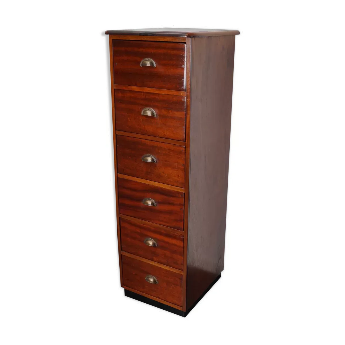 Cabinet d’apothicaire industriel hollandais en acajou, milieu du 20e siècle