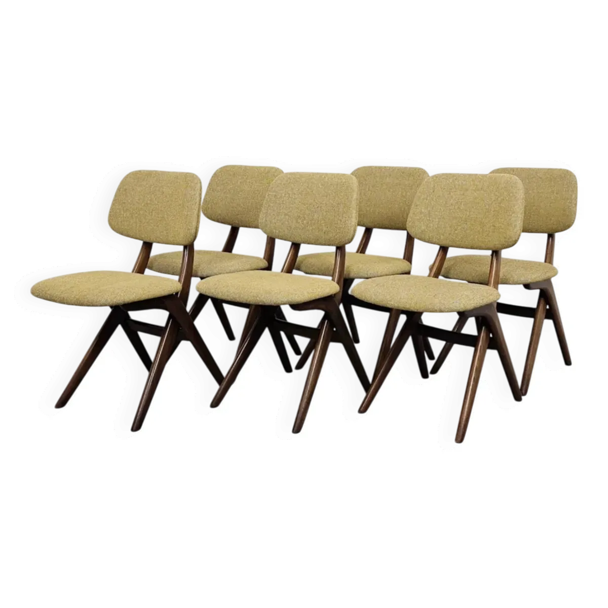 Suite de 6 chaises ciseaux vintage Louis van Teeffelen