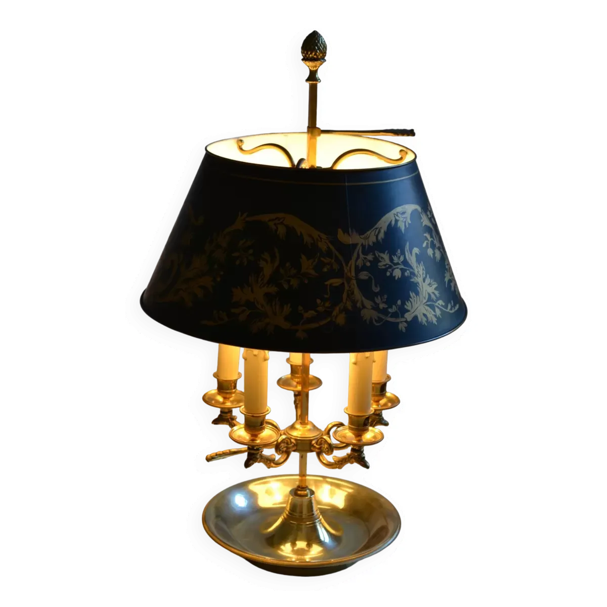 Grande lampe bouillotte 5 feux bronze style empire