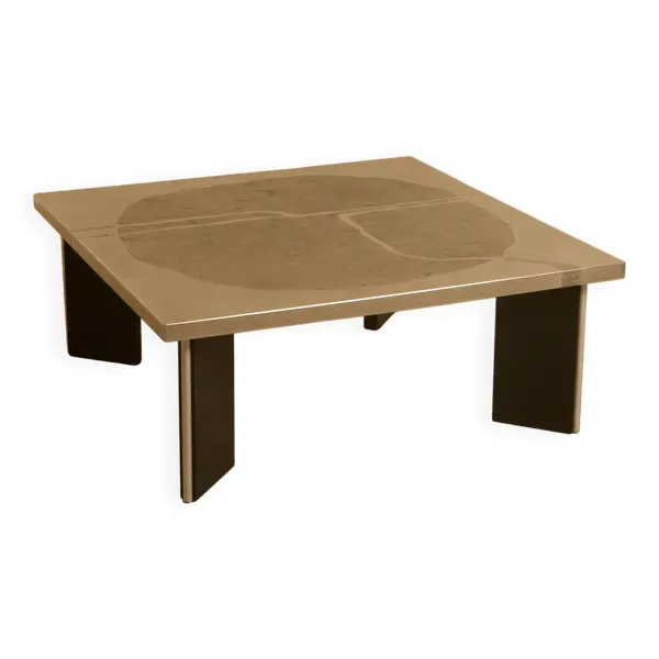 Table basse sculpturale en bois et acier par Heinz Lilienthal 60's