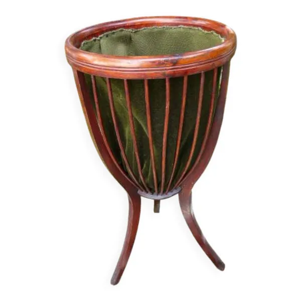 Ancienne travailleuse corbeille bois courbé art déco