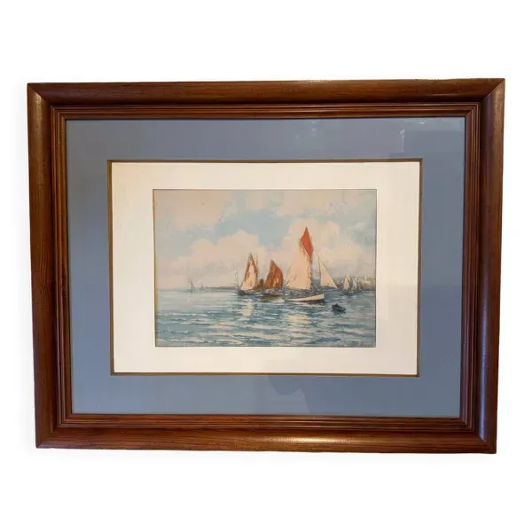Tableau ancien, Marine, signé et daté de 1900