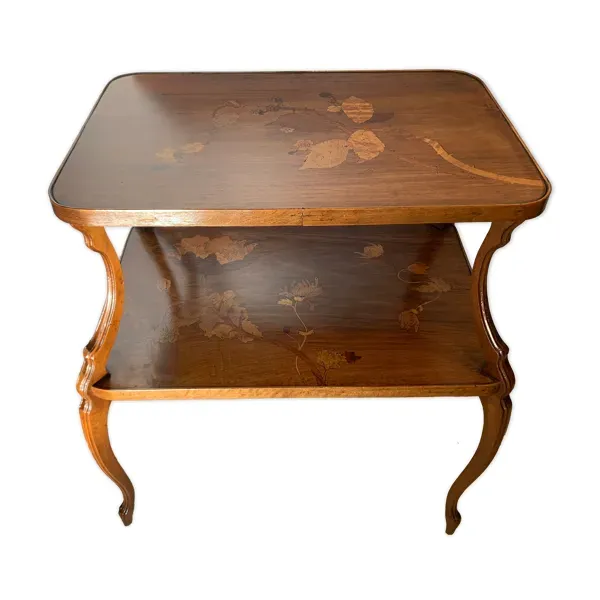 Guéridon a deux plateaux marquetés Ecole De Nancy XX Siècle