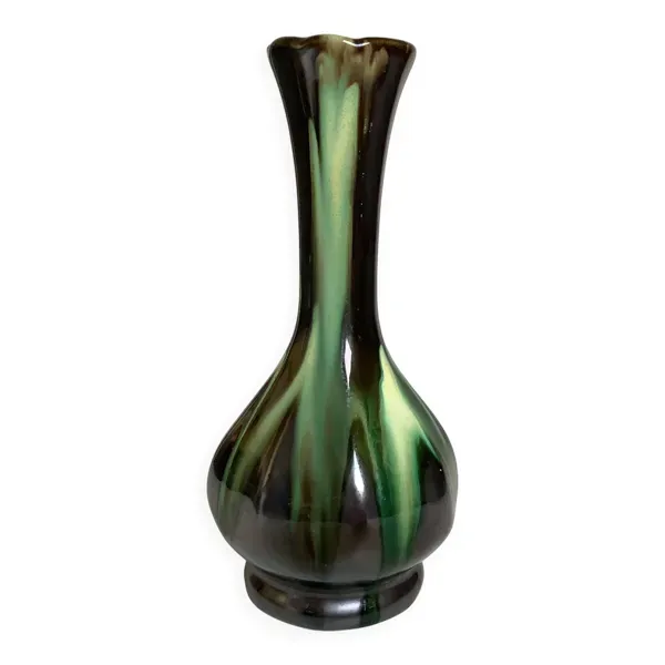 Vase soliflore flammé noir irisé Thulin Belgium