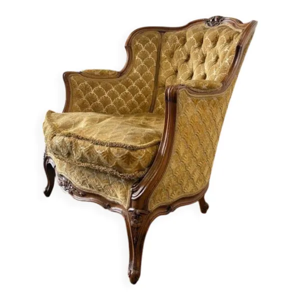 Fauteuil baroque vintage jaune doré / une place / canapé