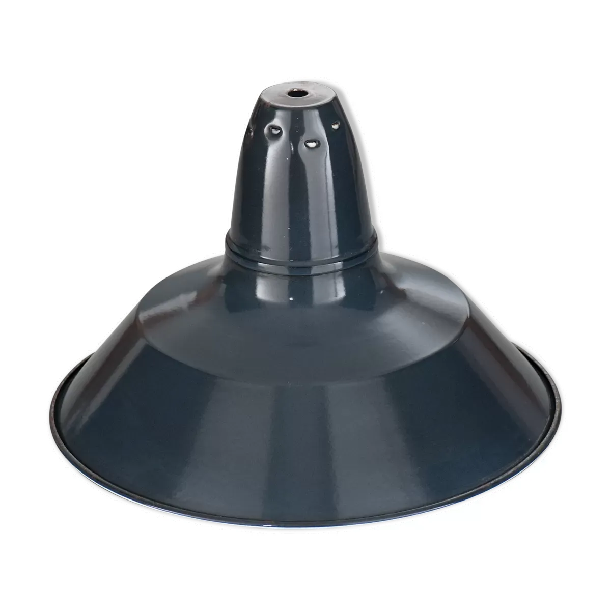 Suspension industrielle en tôle émaillée gris anthracite 44cm XL 1960