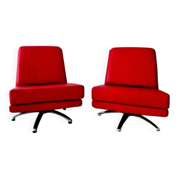 Paire de fauteuils pivotants Cofemo de l'ère spatiale, design d'intérieur italien