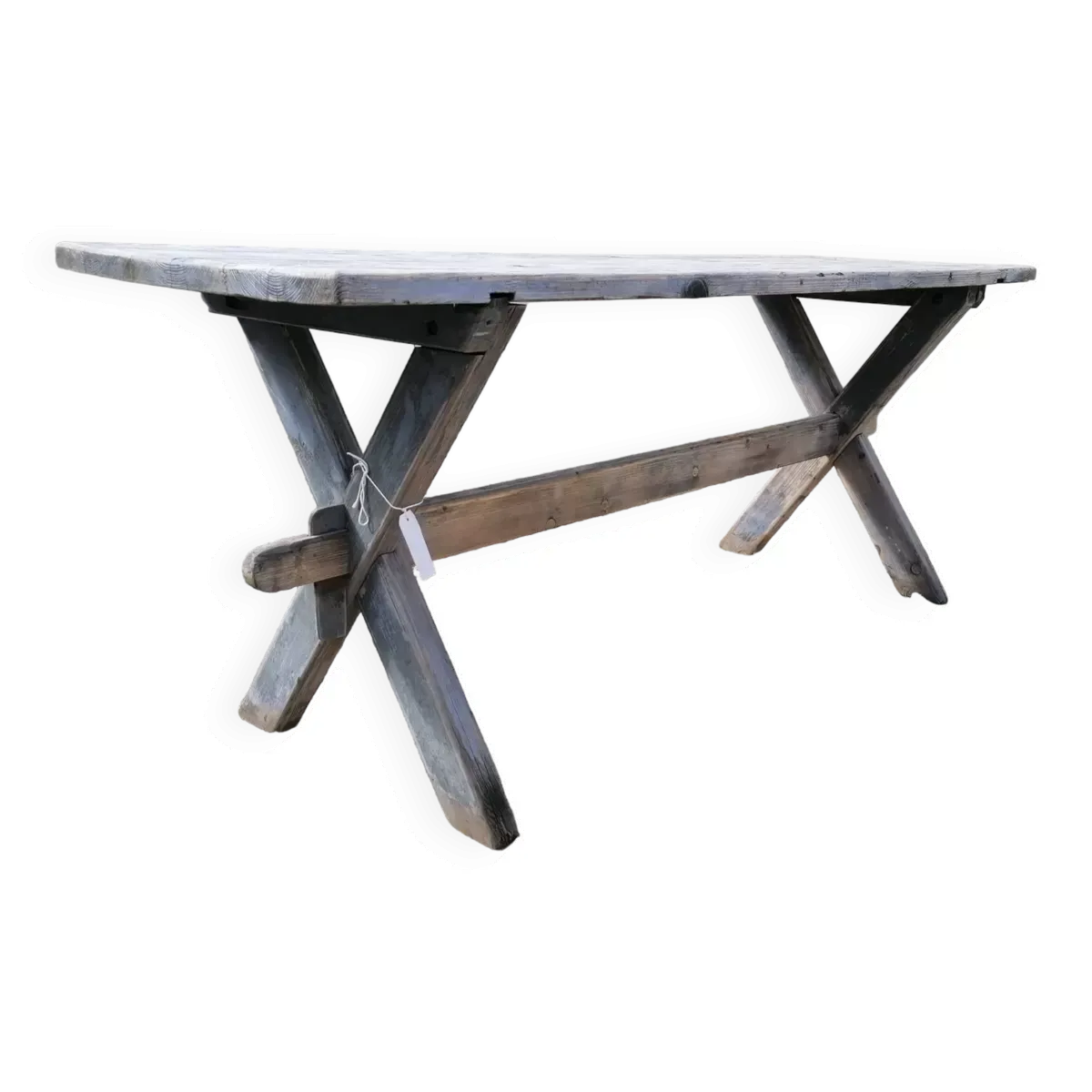 Table ferme  vintage en bois 2m, pieds en x