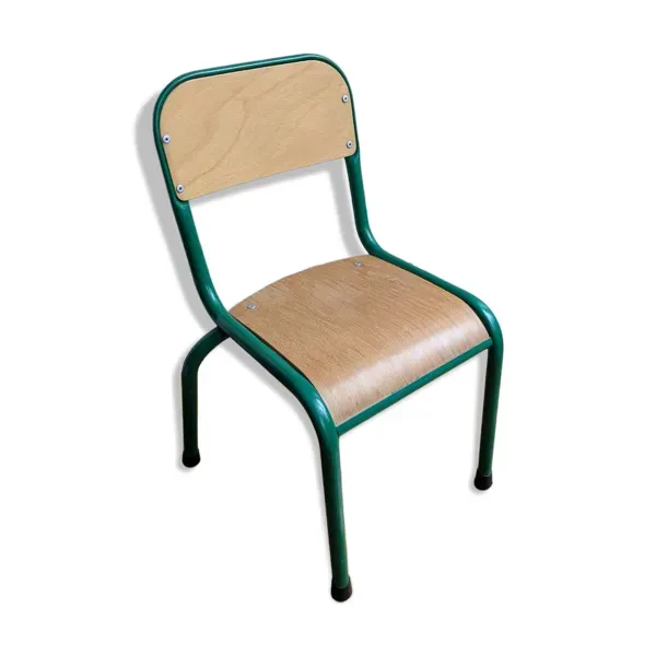Chaise d'écolier verte vintage