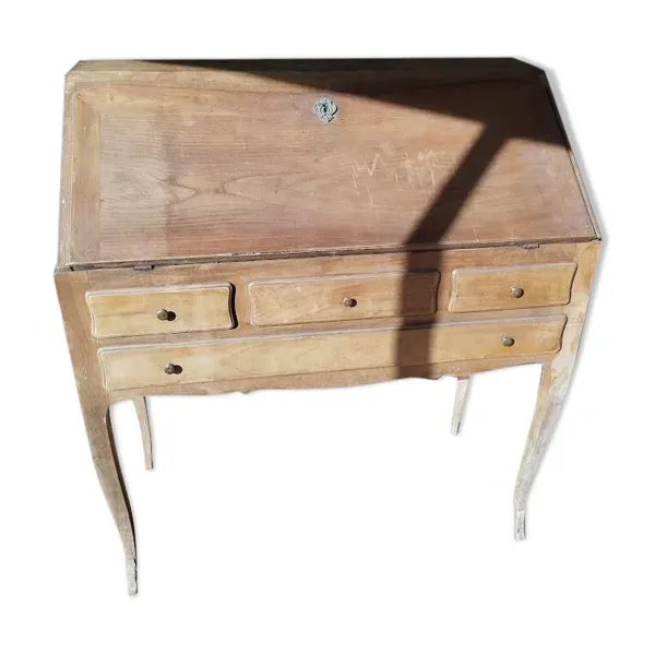 Secrétaire ancien à abattant en bois fruitier, fin XIXème s.