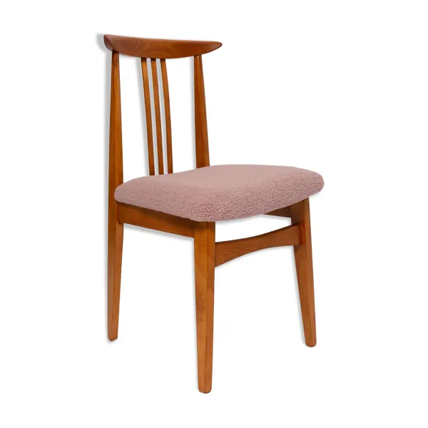 Chaise en boucle rose poudre du milieu du siècle par M. Zielinski, Europe, années 1960