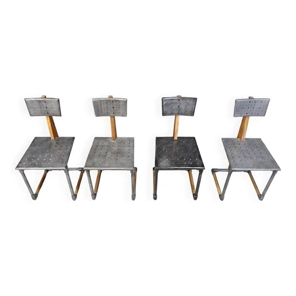 Chaises industrielles vintage, années 1970 - lot de 4