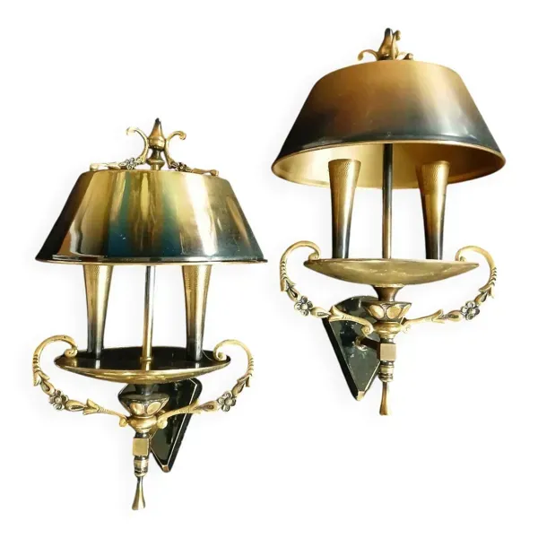 appliques lampe bouillotte empire tole et bronze doré