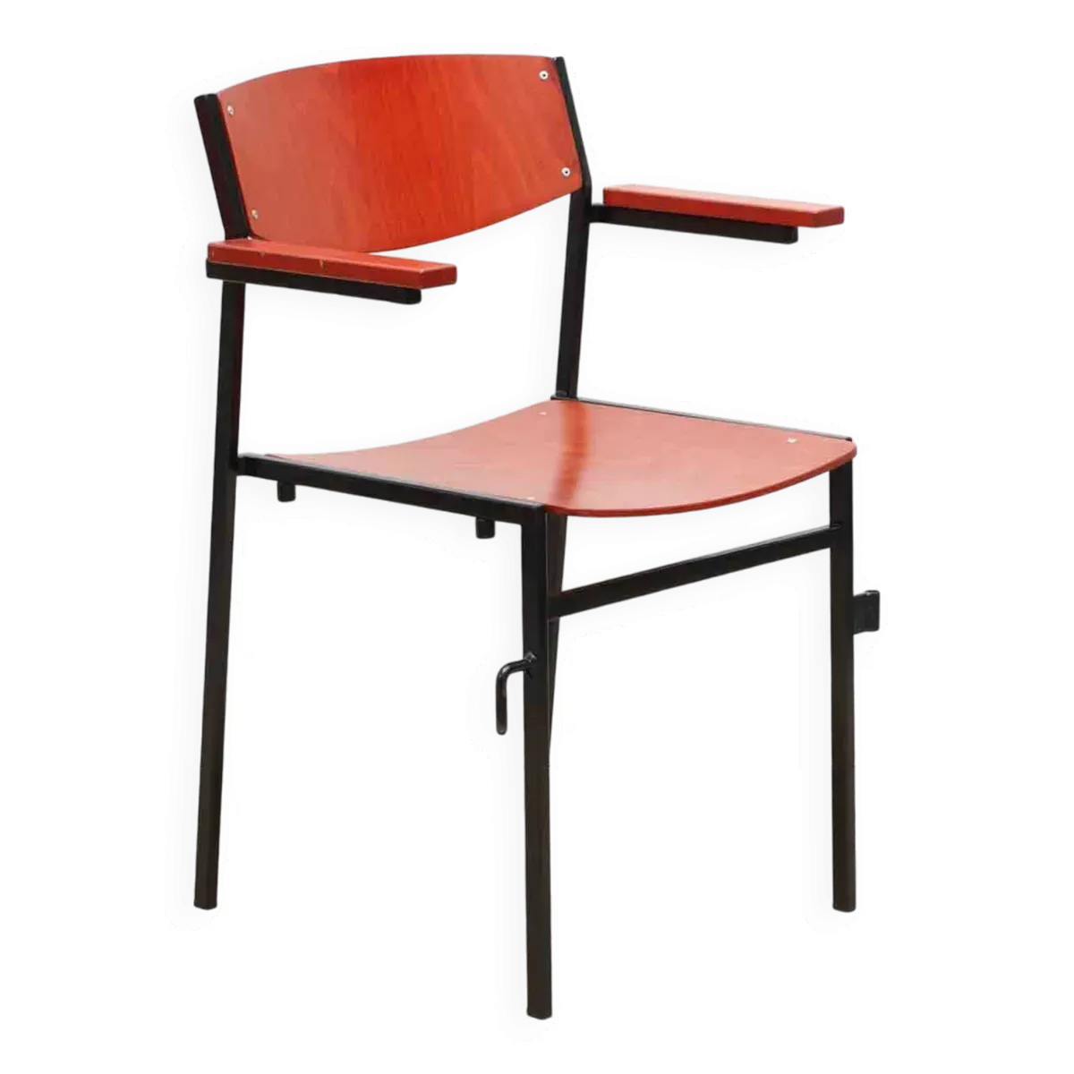 Chaises Gijs van der Sluis rouge et noir avec accoudoirs