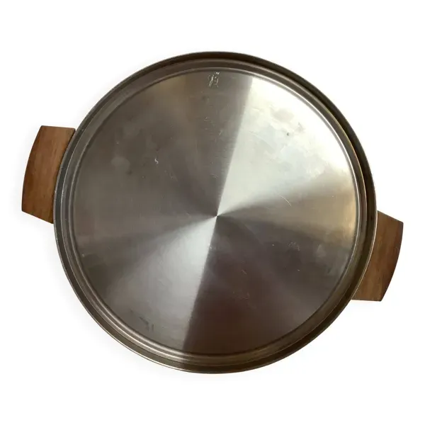 Plateau plat grand en métal et bois style scandinave