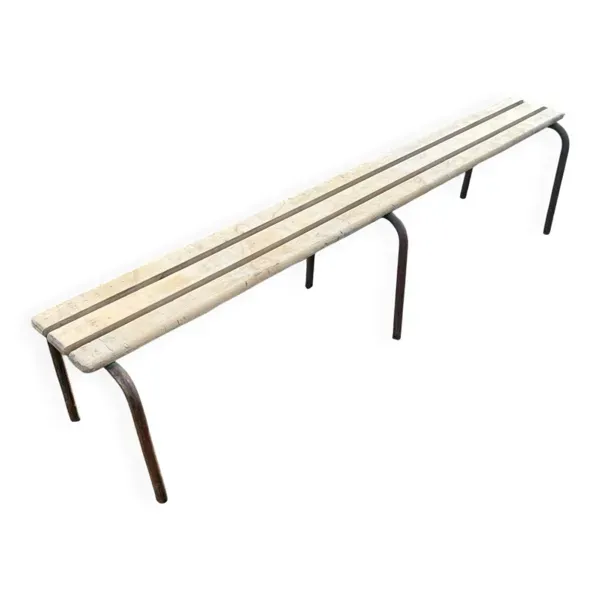 Grand banc d’école ancien 1950 bois et métal