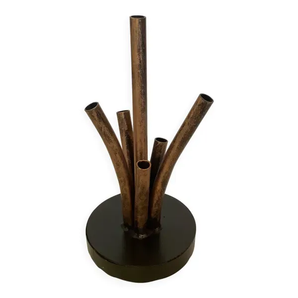 Pique fleurs en métal et cuivre