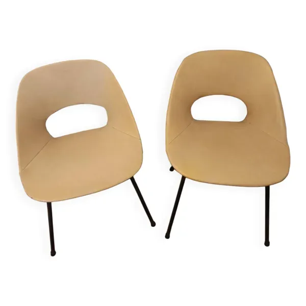 Paire de Chaises ''Tonneau'' en Aluminium de Pierre Guariche (1954)