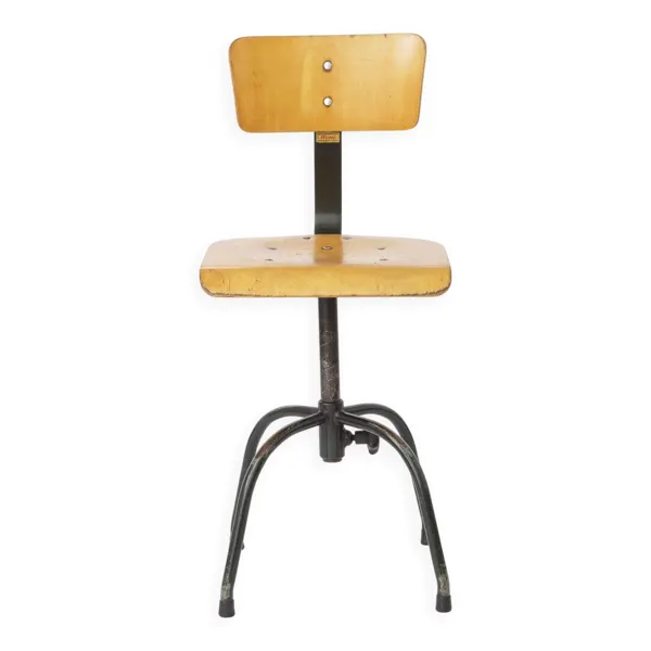 Chaise pivotante industrielle par Heni Allemagne, chaise d'atelier Bauhaus des années 1950.