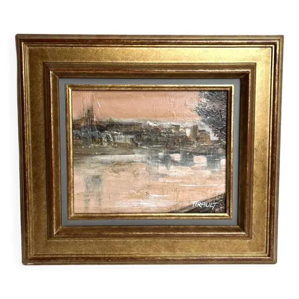 Tirault, huile sur toile vue de angers signé xxème