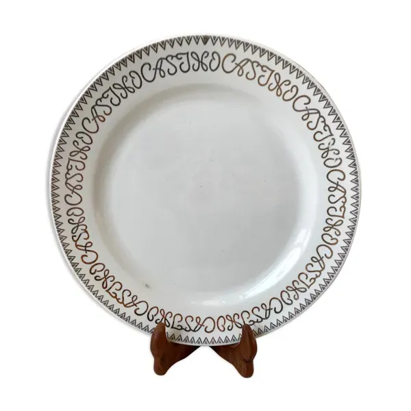 Plat rond alphabet Digoin Sarreguemines modèle déposé ''Casino'' années 50