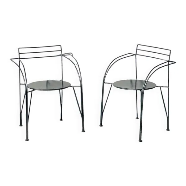 Paire de chaises ' Lune d'Argent ' Pascal Mourgue - Fermob. Vintage 80s