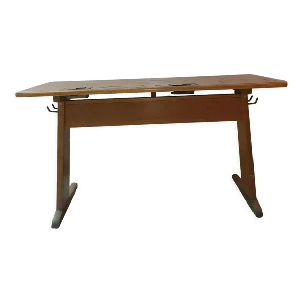 Table école avec encrier metal vintage Casala