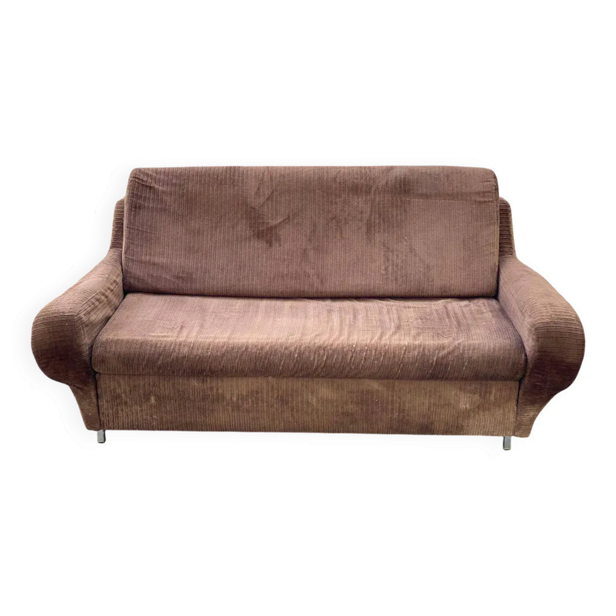 Canapé convertible lit chauffeuse en velours marron Meral France
