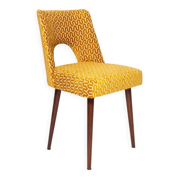 Chaise coquille jaune moutarde style milieu du siècle, Europe, années 1960