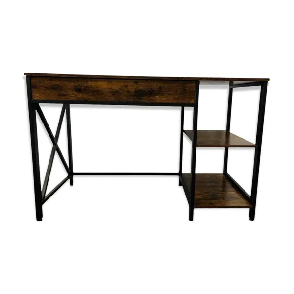 Console, bureau vintage en bois avec cadre noir