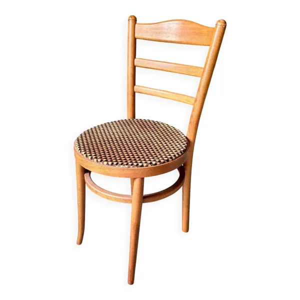 Chaise bistrot Baumann en hêtre et coton géométrique orange et noir