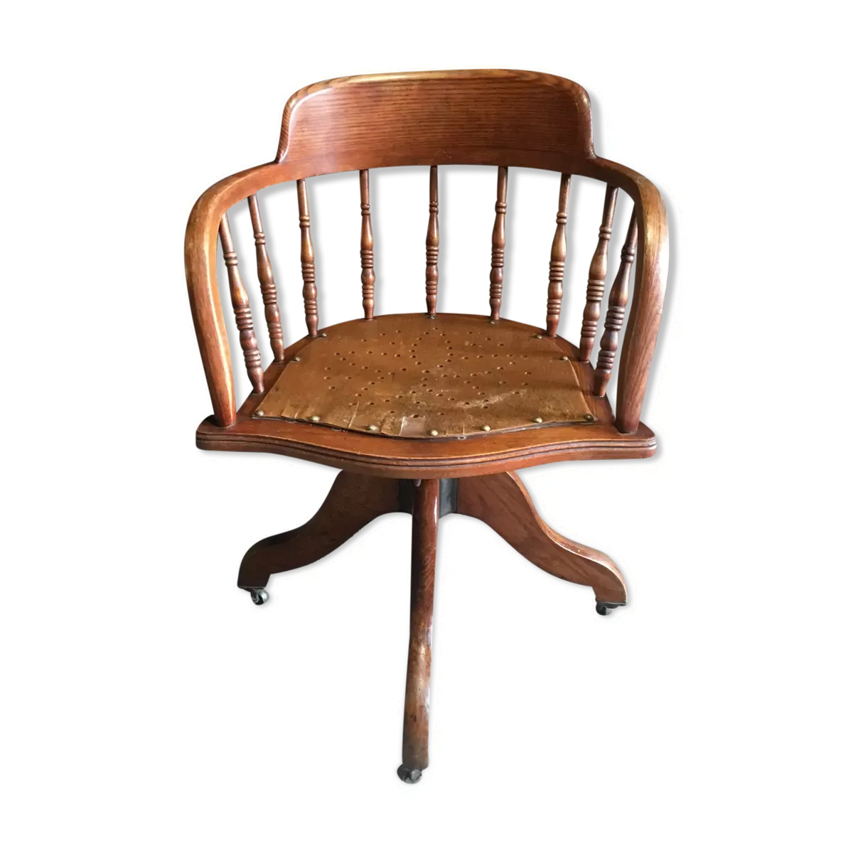 Chaise industrielle sur roues des années 30