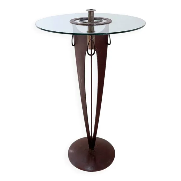 Table console sculpturale en bronze et verre de Vincent Wegnez - Belgique 20e siècle