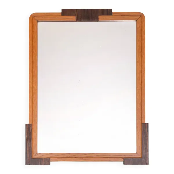 Miroir Art Déco néerlandais, cadre en chêne, École d'Amsterdam, années 1920