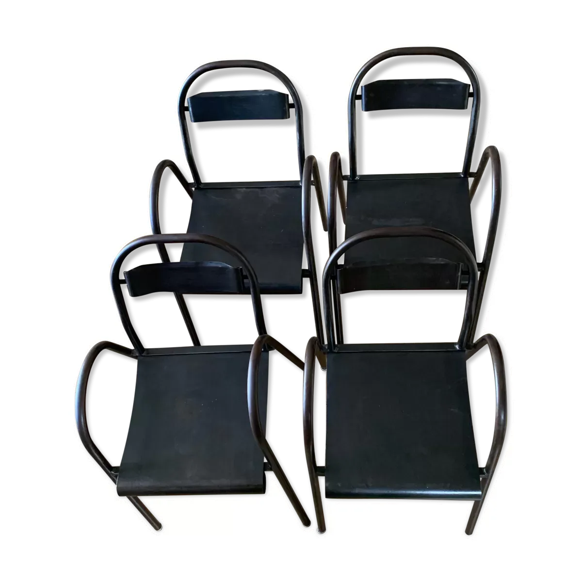 Lot de 4 chaises industrielles avec accoudoirs