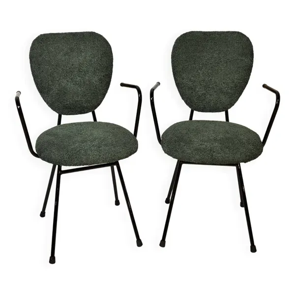 Paire de chaises avec accoudoirs  Jacques Hitier I Années 1950