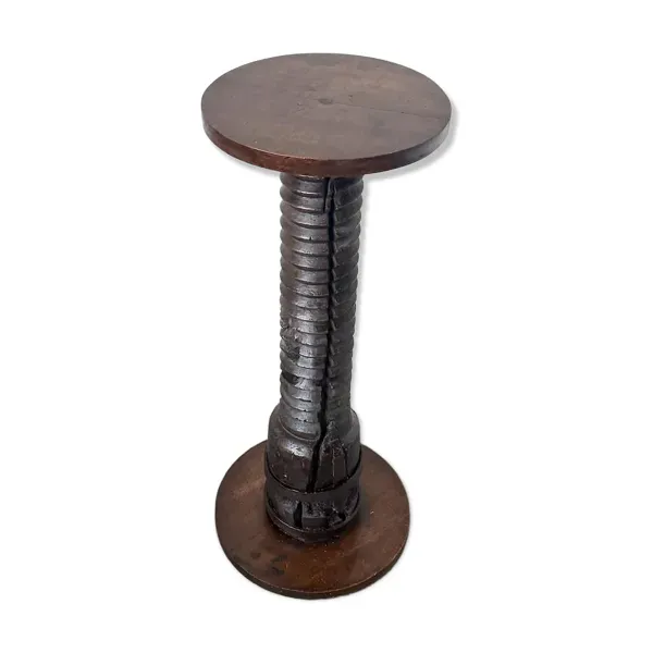 Sellette vis de pressoir en chêne massif et socle en métal, XIXe siècle