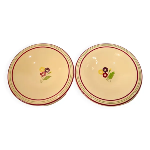 paire de plats creux fleuris Gien 1950