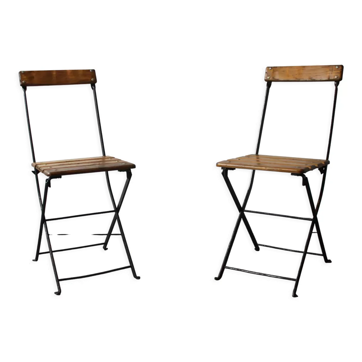 Paire de chaises de bistrot pliables, France, 1930