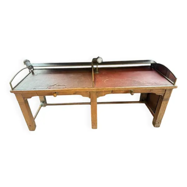 Ancienne table de banque de France debut XXème meuble de metier table