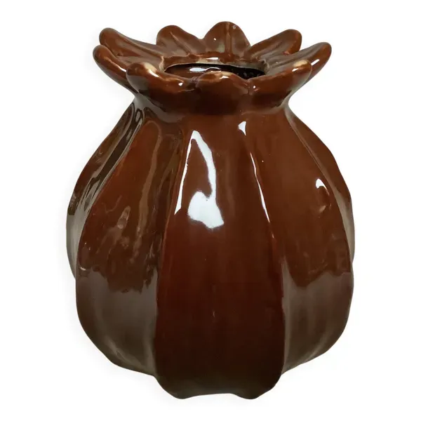 Vase corolle céramique marron