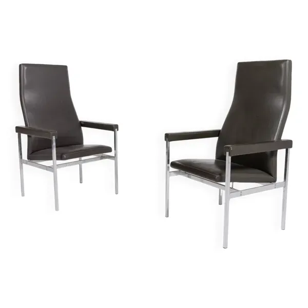 Paire de fauteuils à dossier haut de Fritz Hansen, Danemark des années 1980