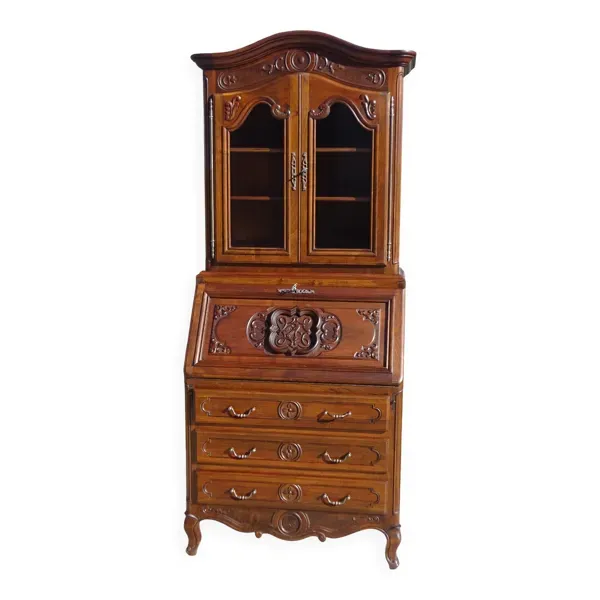 Meuble 3 en 1 commode, secrétaire et vitrine, en noyer